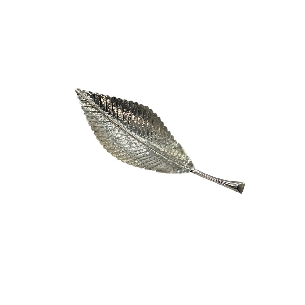 Silver Color Leaf Bowl Decor With Feet, Long